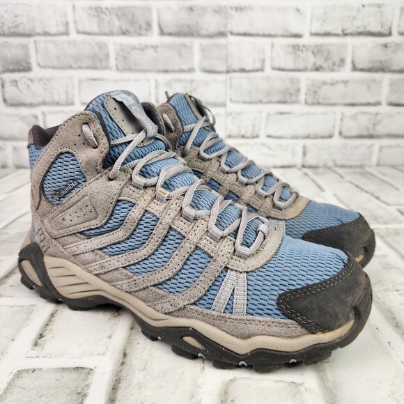 Columbia Armitage Lane Mid Waterproof Women's Sz 8.5 Gray Blue Hiking Ankle Boot - Picture 1 of 10